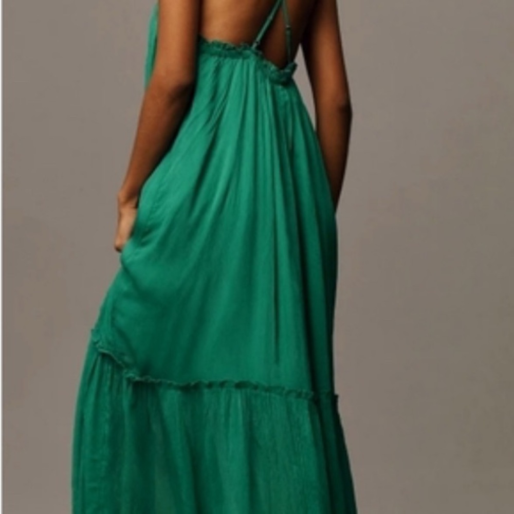 Anthropologie Emerald Sleeveless Chiffon Maxi Dress - Picture 2 of 6